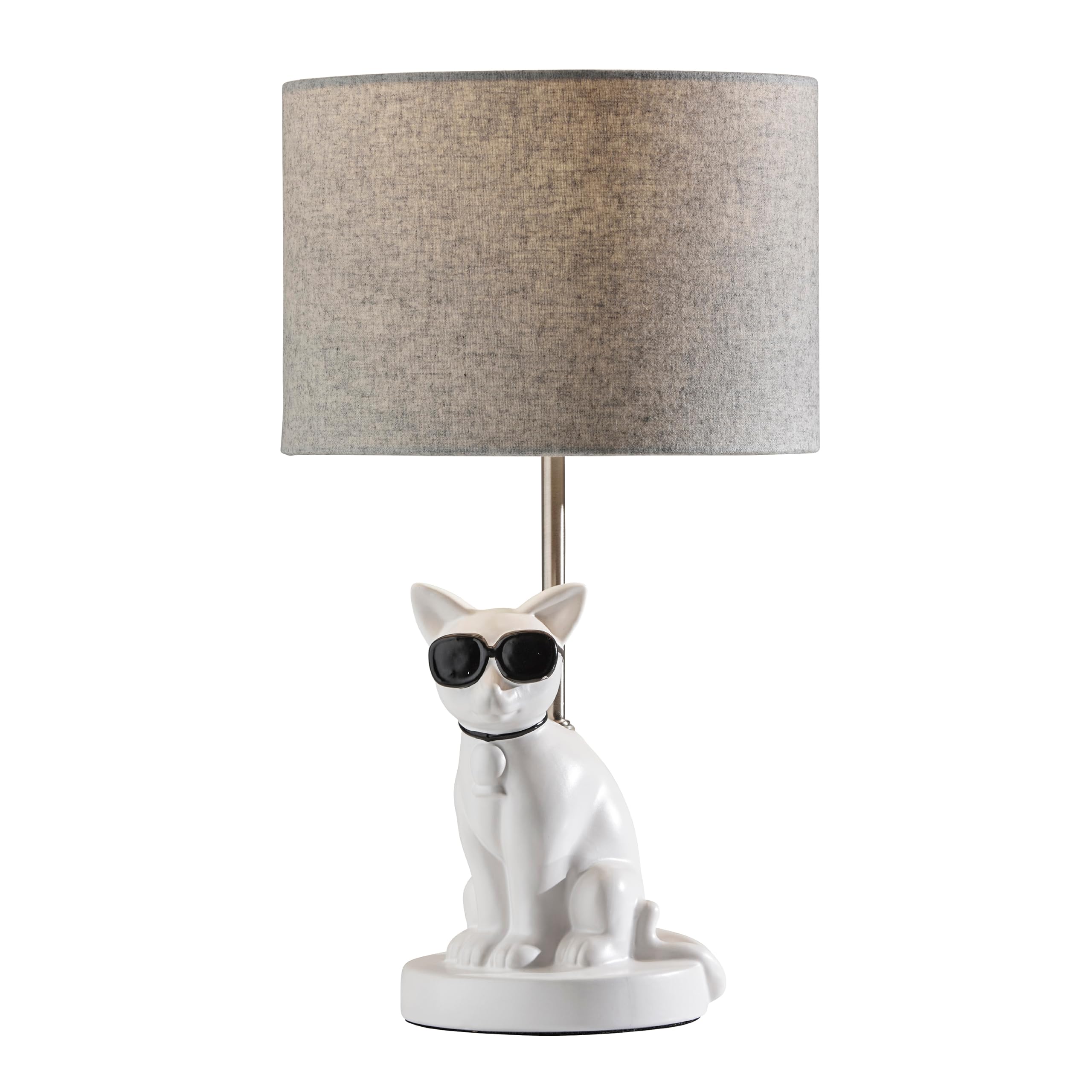Adesso Sunny Cat Table Lamp – White Ceramic Novelty Lamp for